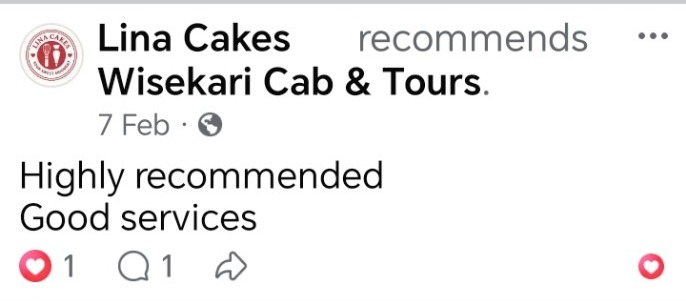 Wisekari Cab & Tours customer review 2