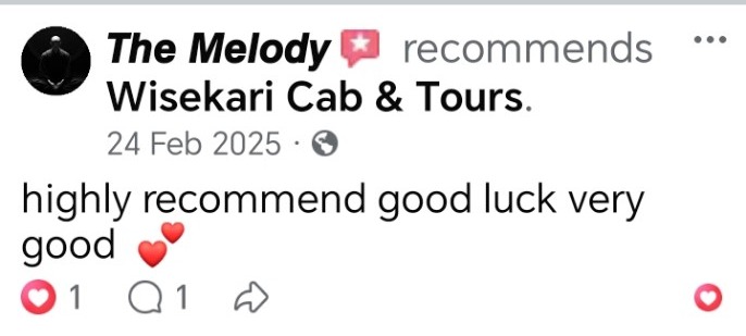 Wisekari Cab & Tours customer review 50